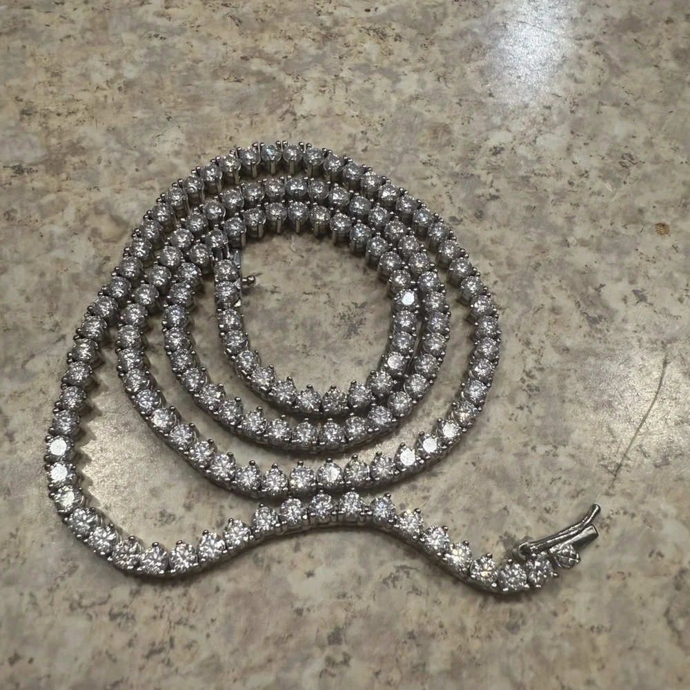 White Sapphire Sterling Silver Tennis Necklace!